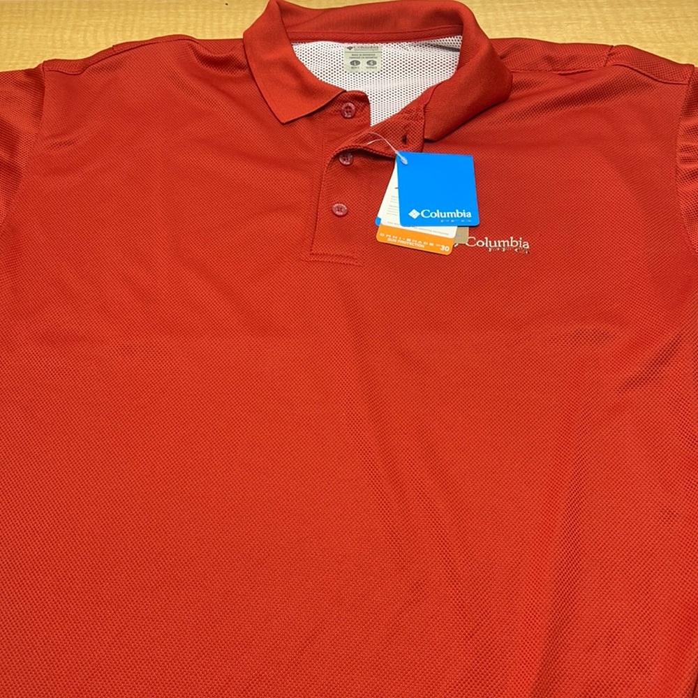 New Columbia PFG polo vented shirt orange sz L